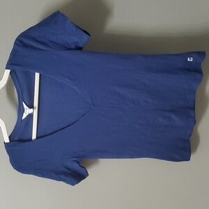 Kite Top 100% Organic Womens Size 2 Blue Short Sleeve 100% Organic Cotton V-neck